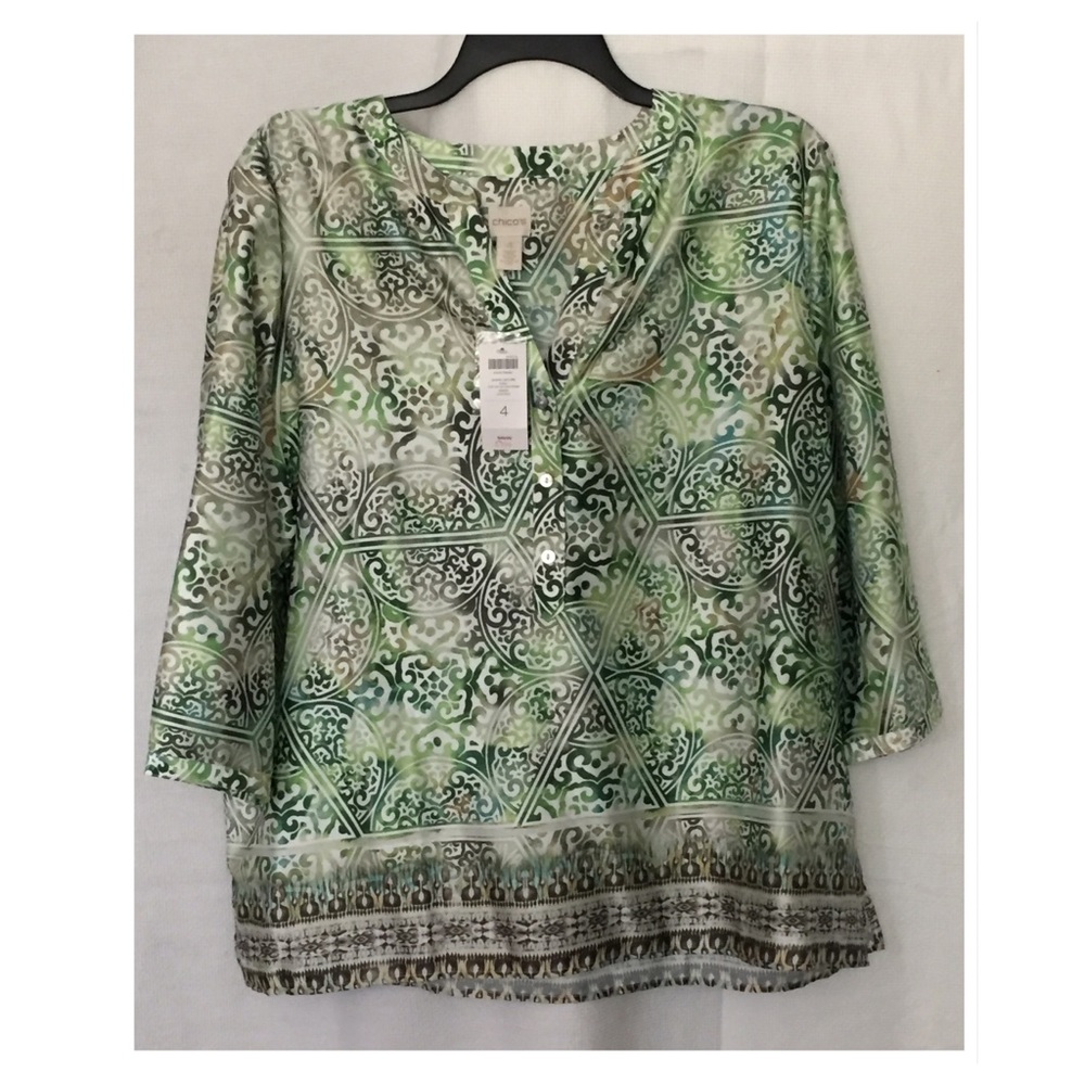 Green print blouse